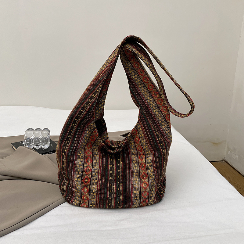 Canvas Tote Designer - Striped Large Capacity Crossbody Bags for