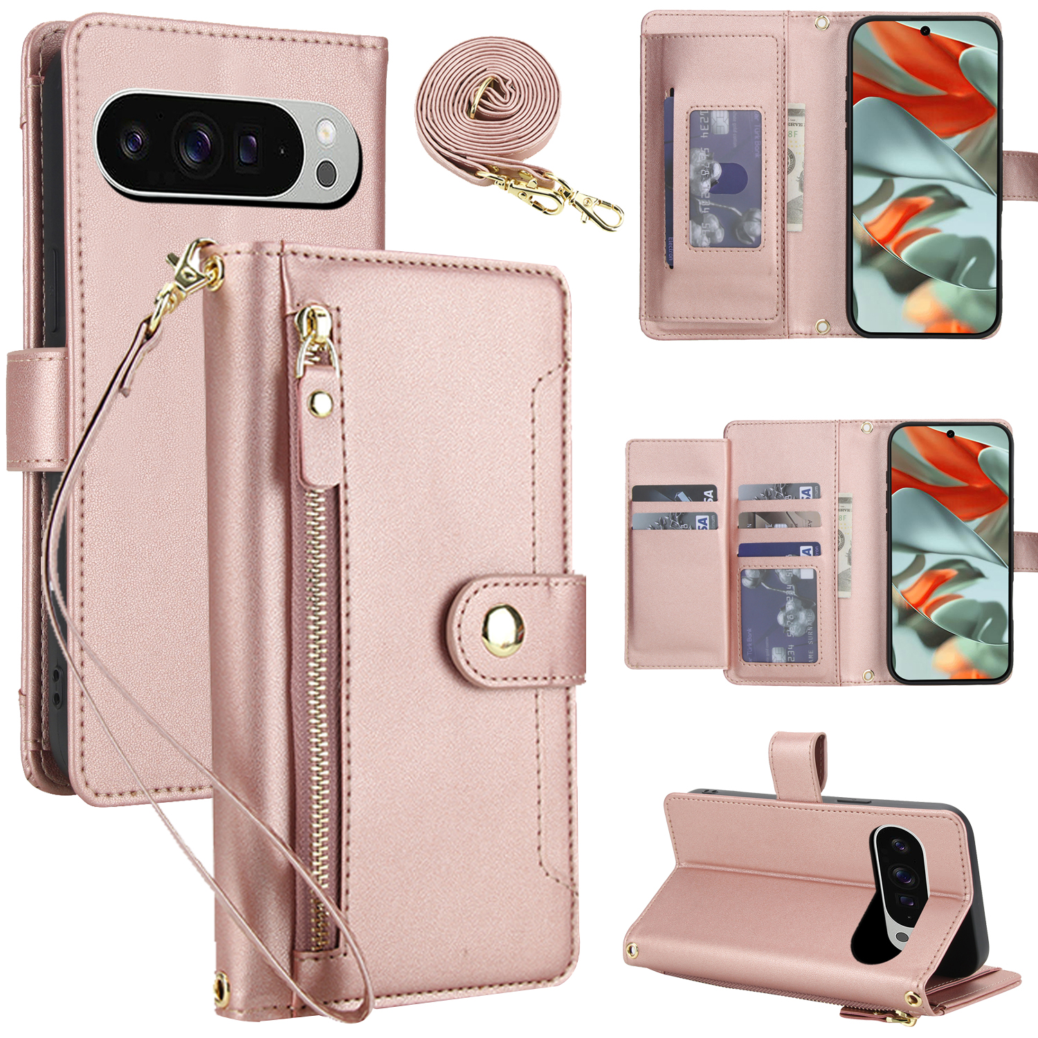 Luxury Zipper Bags - Crossbody Zipper Leather Wallet Flip Case