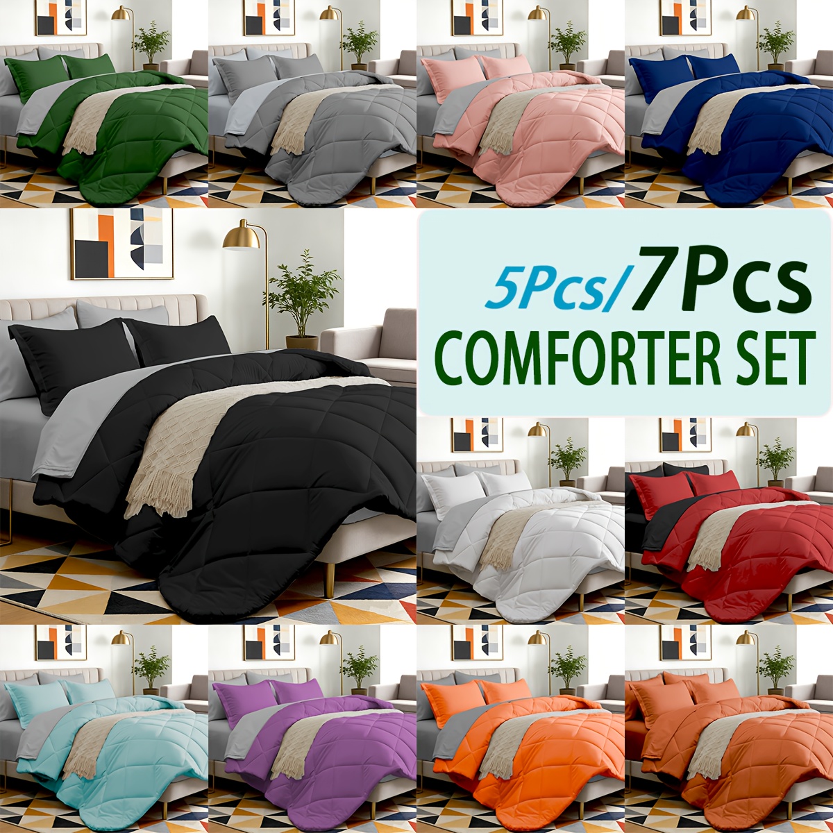 Luxury Bags In Pakistan - us5/7pcs Luxurious Double-sided Checked Pattern Comforter