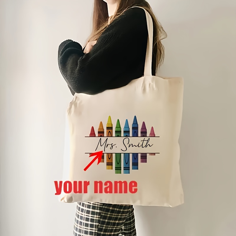 Canvas Tote Designer - Customizable Teacher Tote Bag with Pencil
