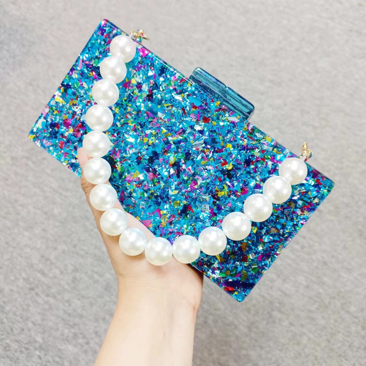Luxury Acrylic Beaded Clutch B - Luxury Bags Green ulasan dan harga