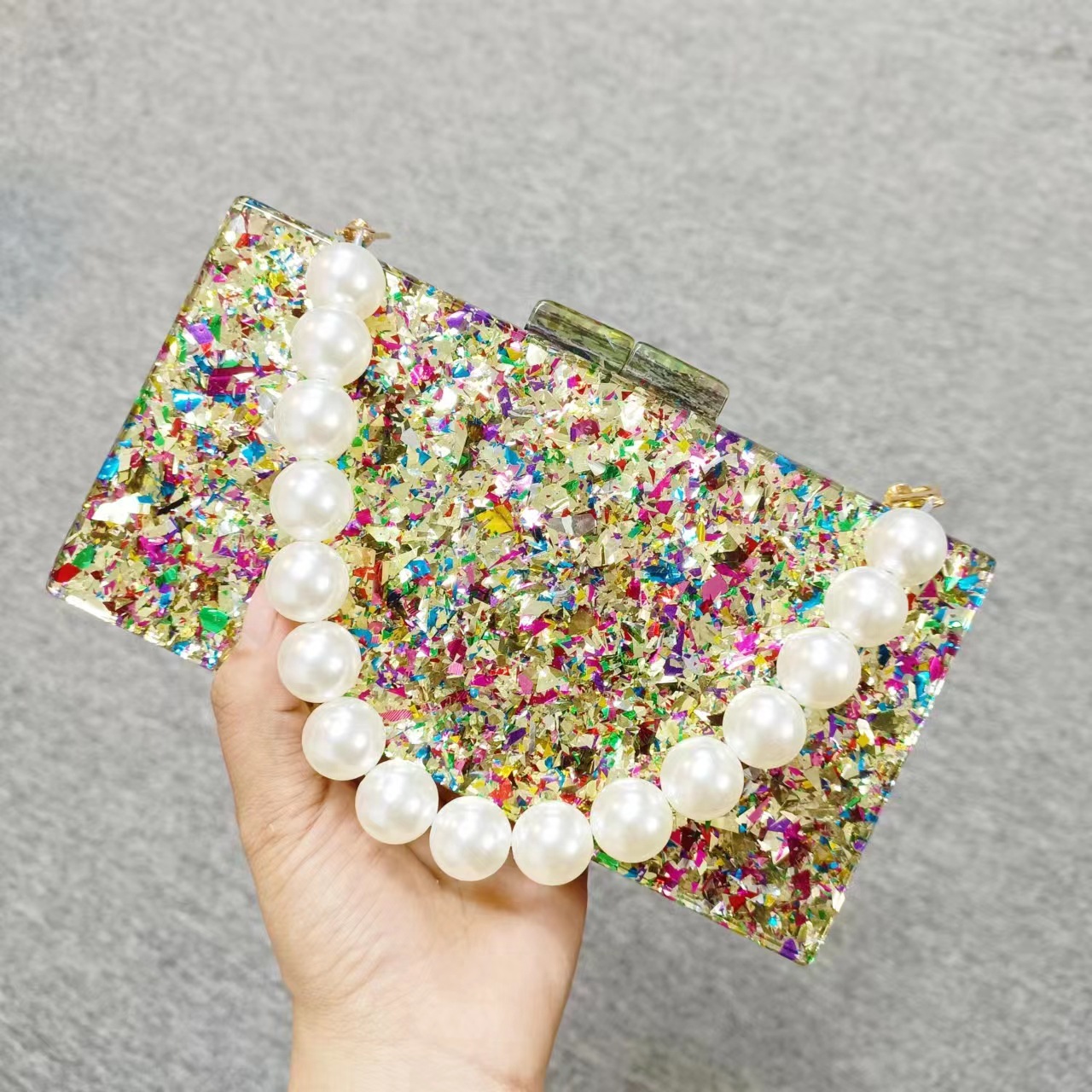 Luxury Acrylic Beaded Clutch B - Luxury Bags Green ulasan dan harga