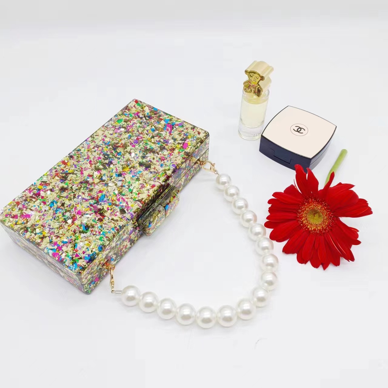 Luxury Acrylic Beaded Clutch B - Luxury Bags Green ulasan dan harga
