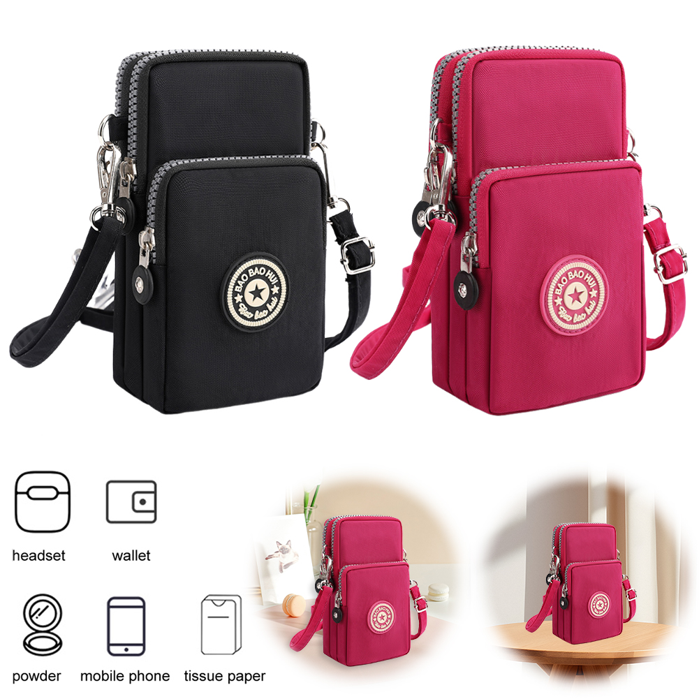 Nylon Small Crossbody Bag with - Wristlet Wallet Zipper ulasan dan harga