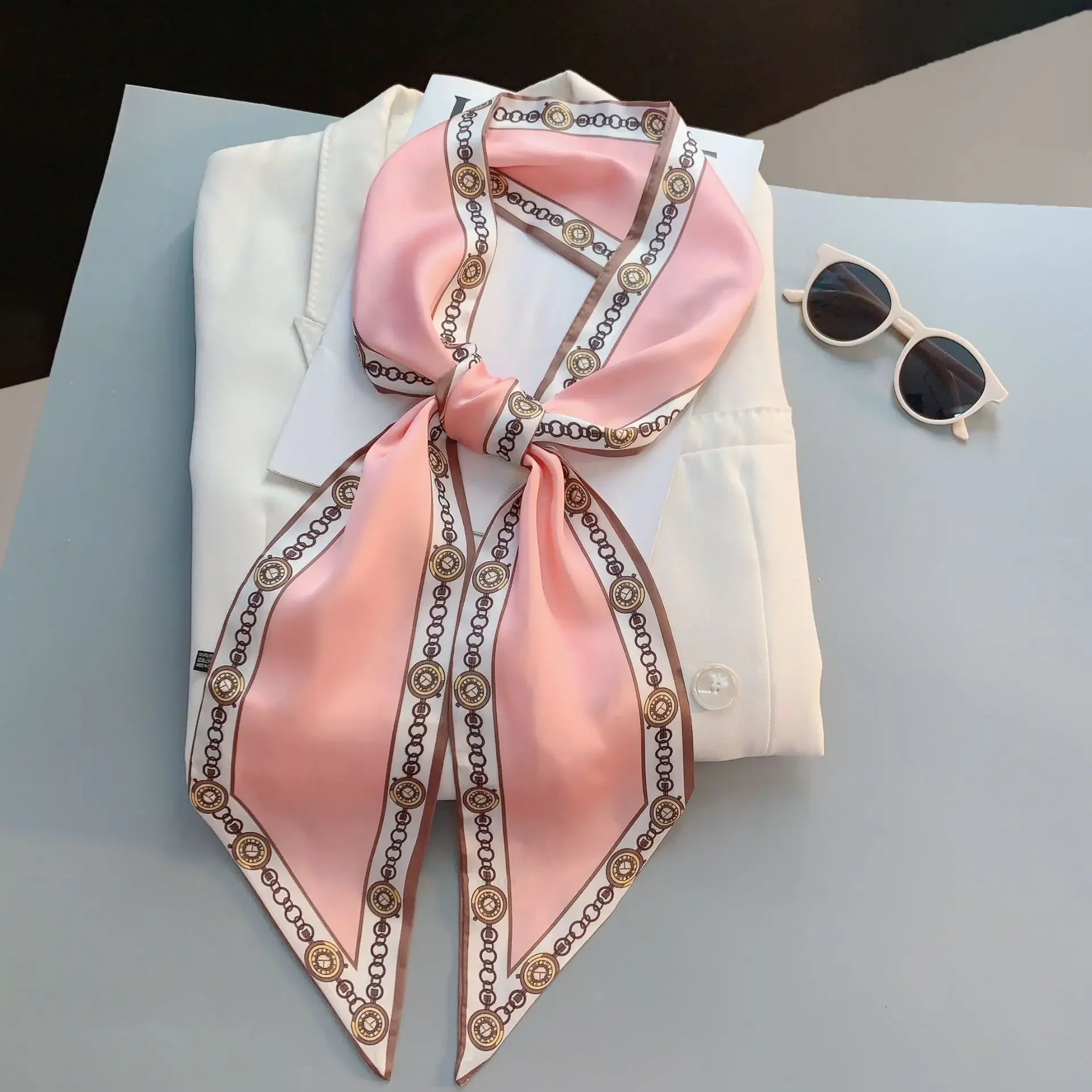 Design Print Skinny Scarf Plai - Luxury Bags Trending ulasan dan harga