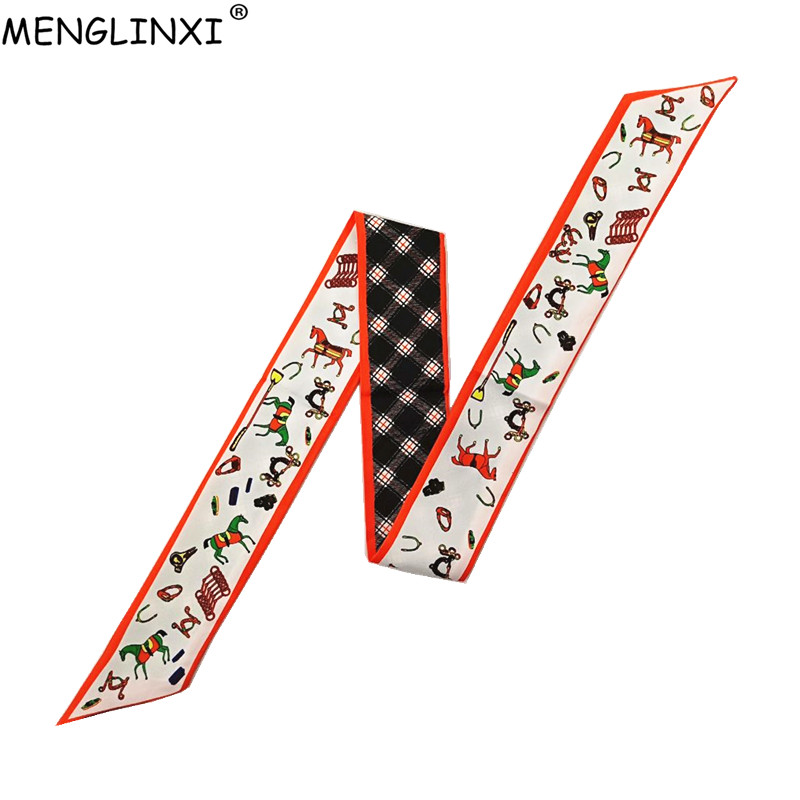 Horse Plaid Skinny Scarf Women - Luxury Bags Brand ulasan dan harga