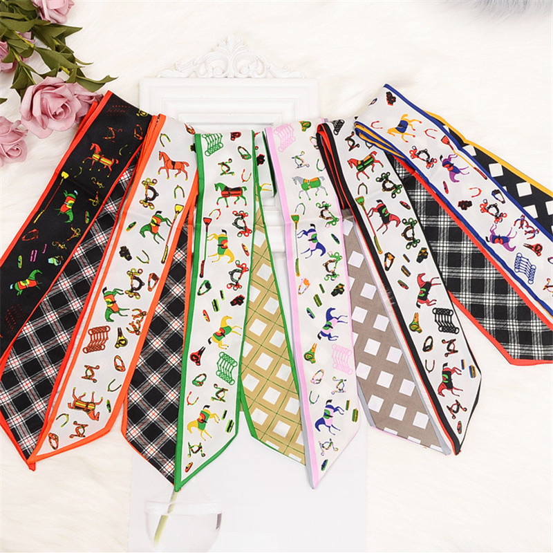 Horse Plaid Skinny Scarf Women - Luxury Bags Brand ulasan dan harga