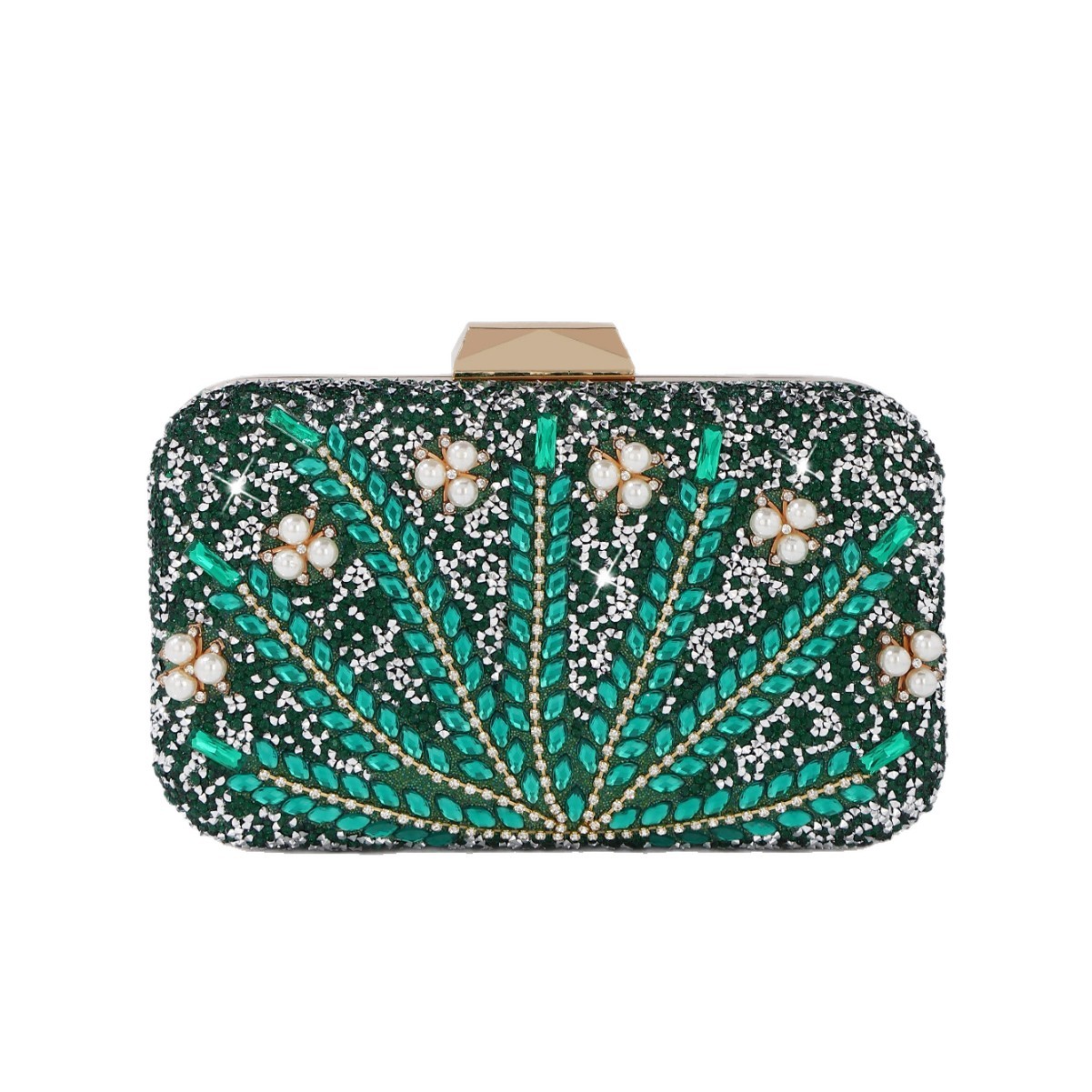 Luxury Rhinestone & Pearl Embe - Luxury Bags Green ulasan dan harga