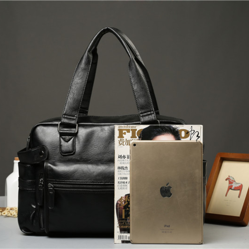 Men PU Leather Briefcase Top-H - Luxury Zipper Bags ulasan dan harga