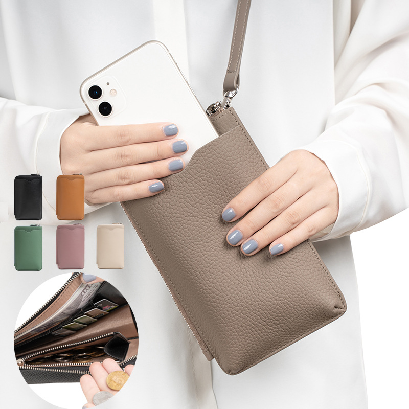 Fashion Genuine Leather Phone  - Luxury Zipper Bags ulasan dan harga