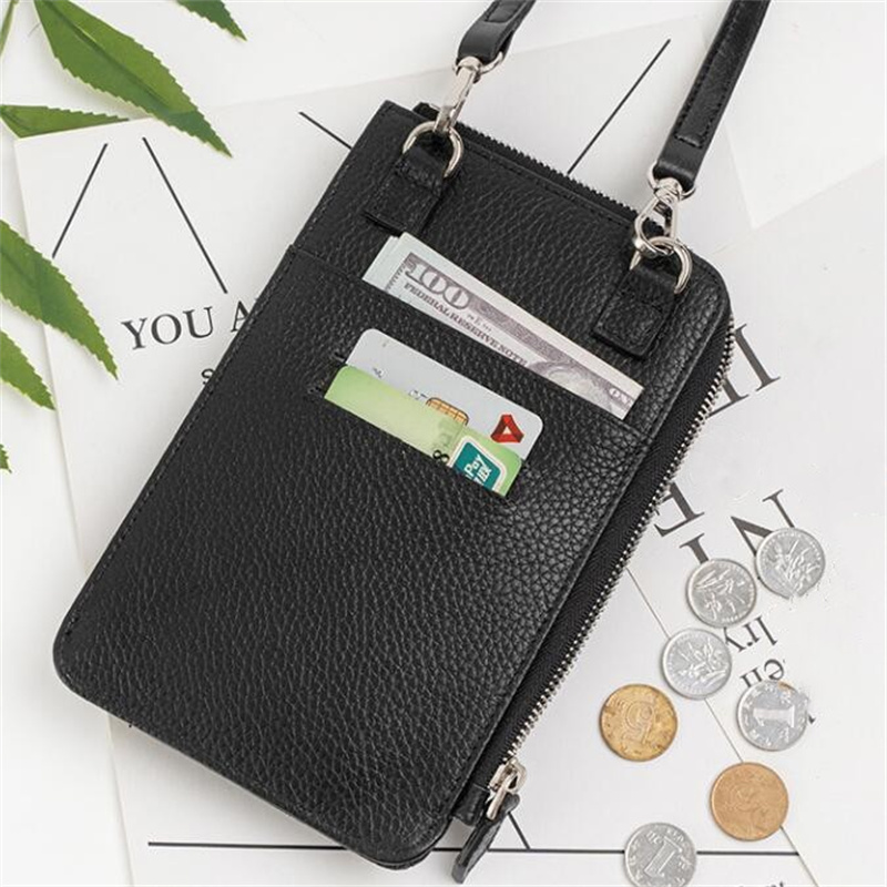 Fashion Genuine Leather Phone  - Luxury Zipper Bags ulasan dan harga