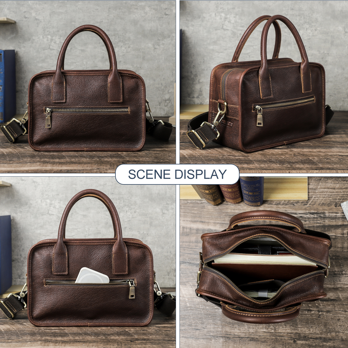 CONTACT'S Genuine Leather Men  - Luxury Zipper Bags ulasan dan harga
