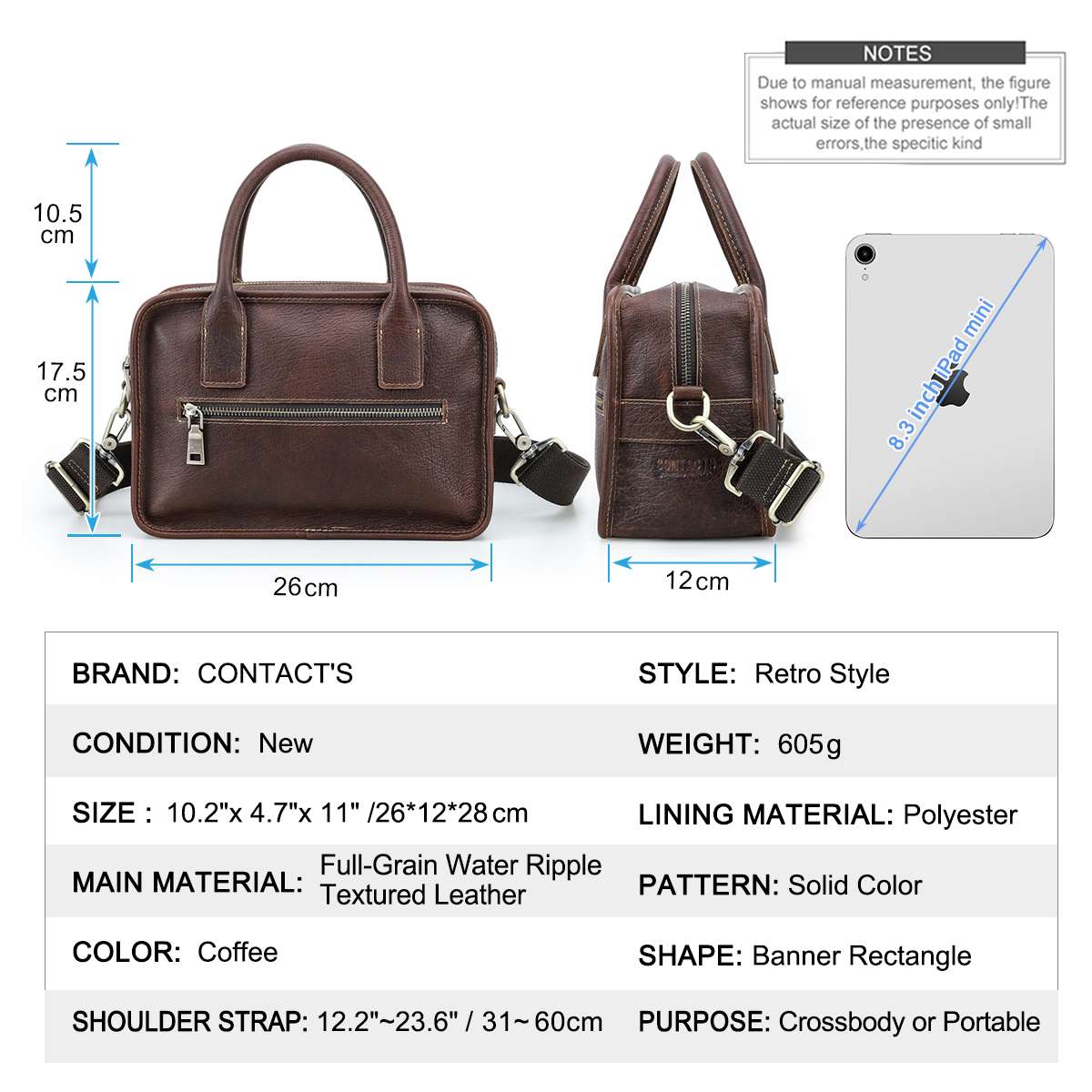 CONTACT'S Genuine Leather Men  - Luxury Zipper Bags ulasan dan harga