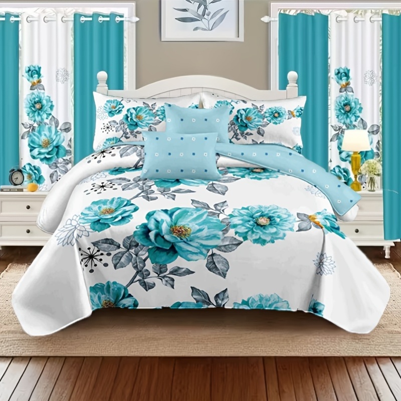us2/3pcs Teal Floral Beding Co - Luxury Bags In Pakistan ulasan dan harga