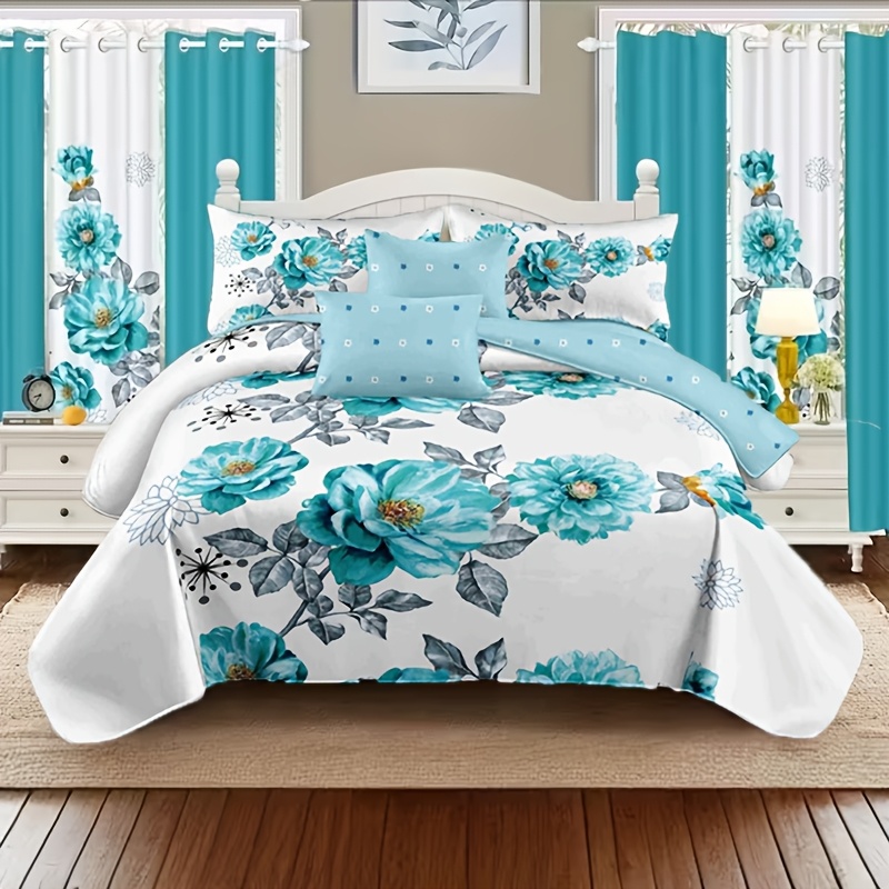 us2/3pcs Teal Floral Beding Co - Luxury Bags In Pakistan ulasan dan harga