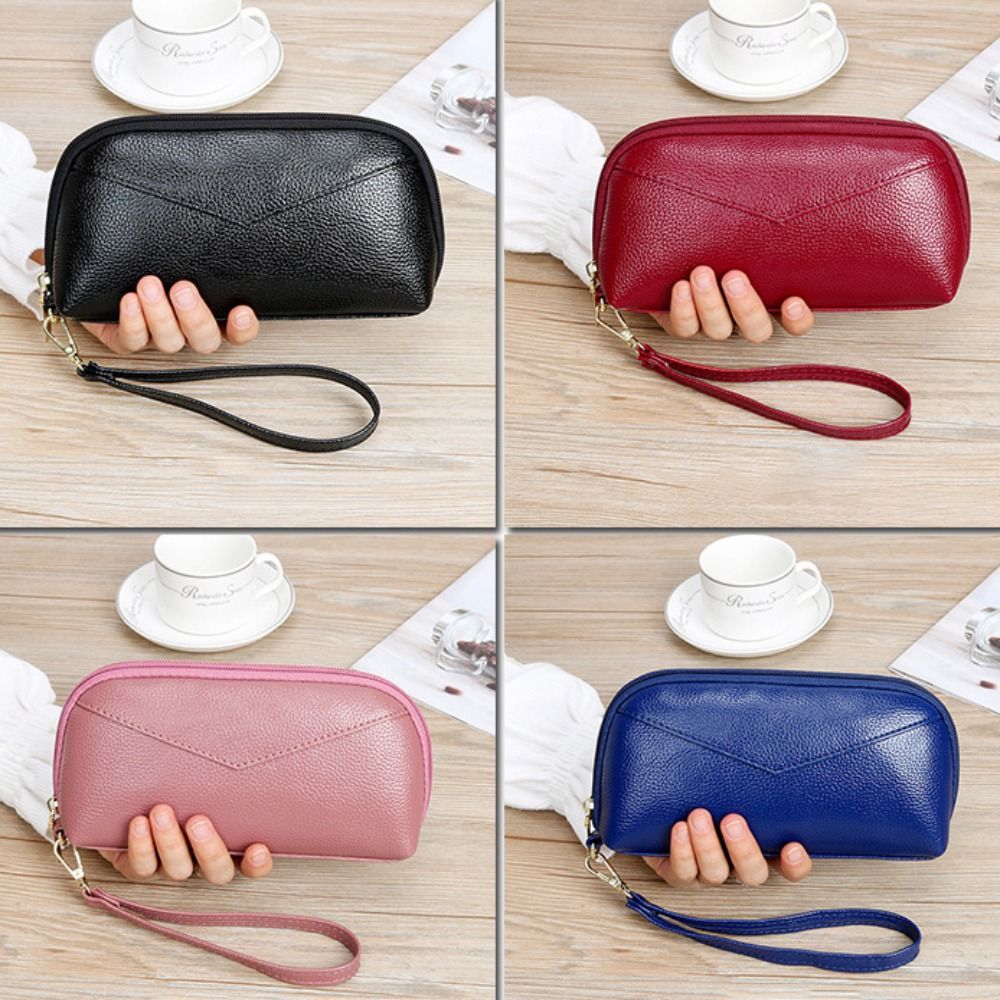 PU Leather Long Wallet Solid C - Wristlet Wallet Zipper ulasan dan harga