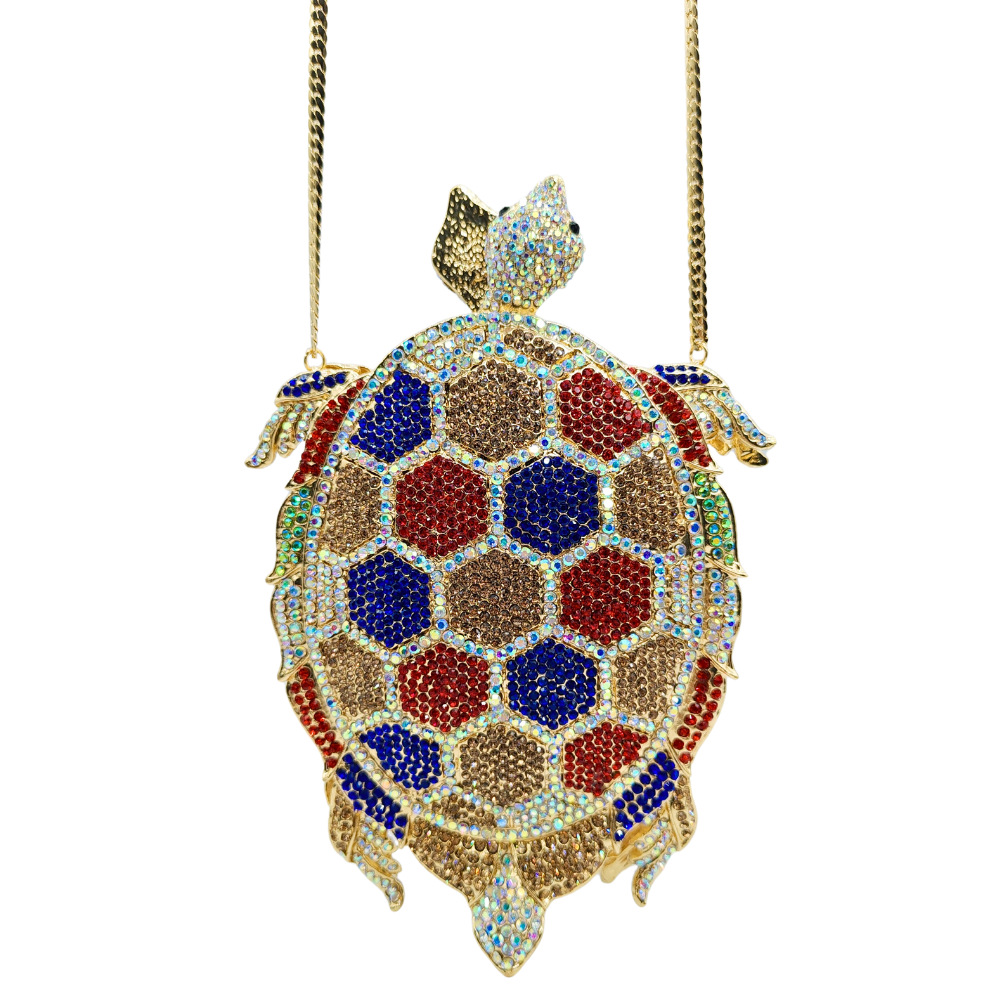 Turtle-Shaped Rhinestone Eveni - Luxury Bags Green ulasan dan harga