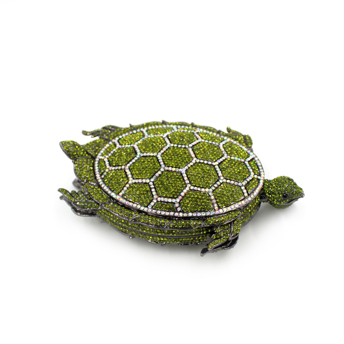 Turtle-Shaped Rhinestone Eveni - Luxury Bags Green ulasan dan harga