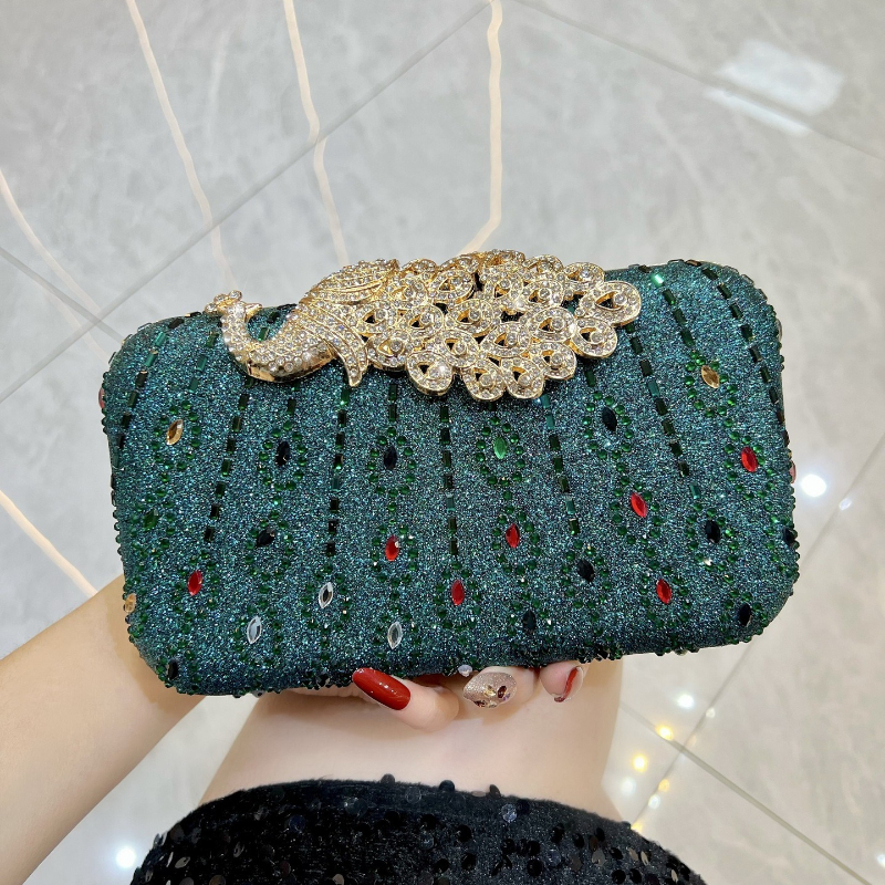 Fashion Diamond-Encrusted Clut - Luxury Bags Green ulasan dan harga