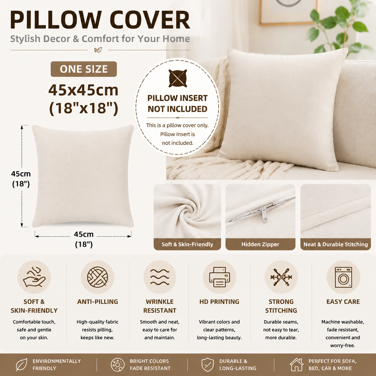 Pillow Covers 45x45cm Square V - Zen Luxury Bags ulasan dan harga