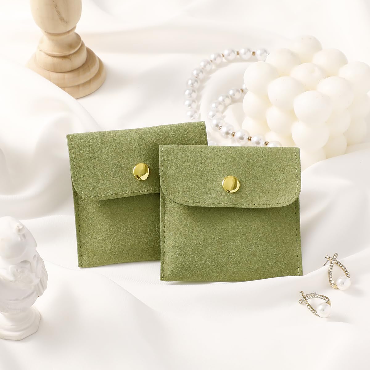 10 Pcs Green Microfiber Jewelr - Luxury Bags Green ulasan dan harga