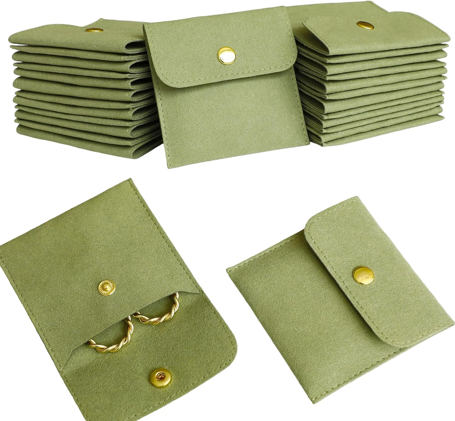 10 Pcs Green Microfiber Jewelr - Luxury Bags Green ulasan dan harga