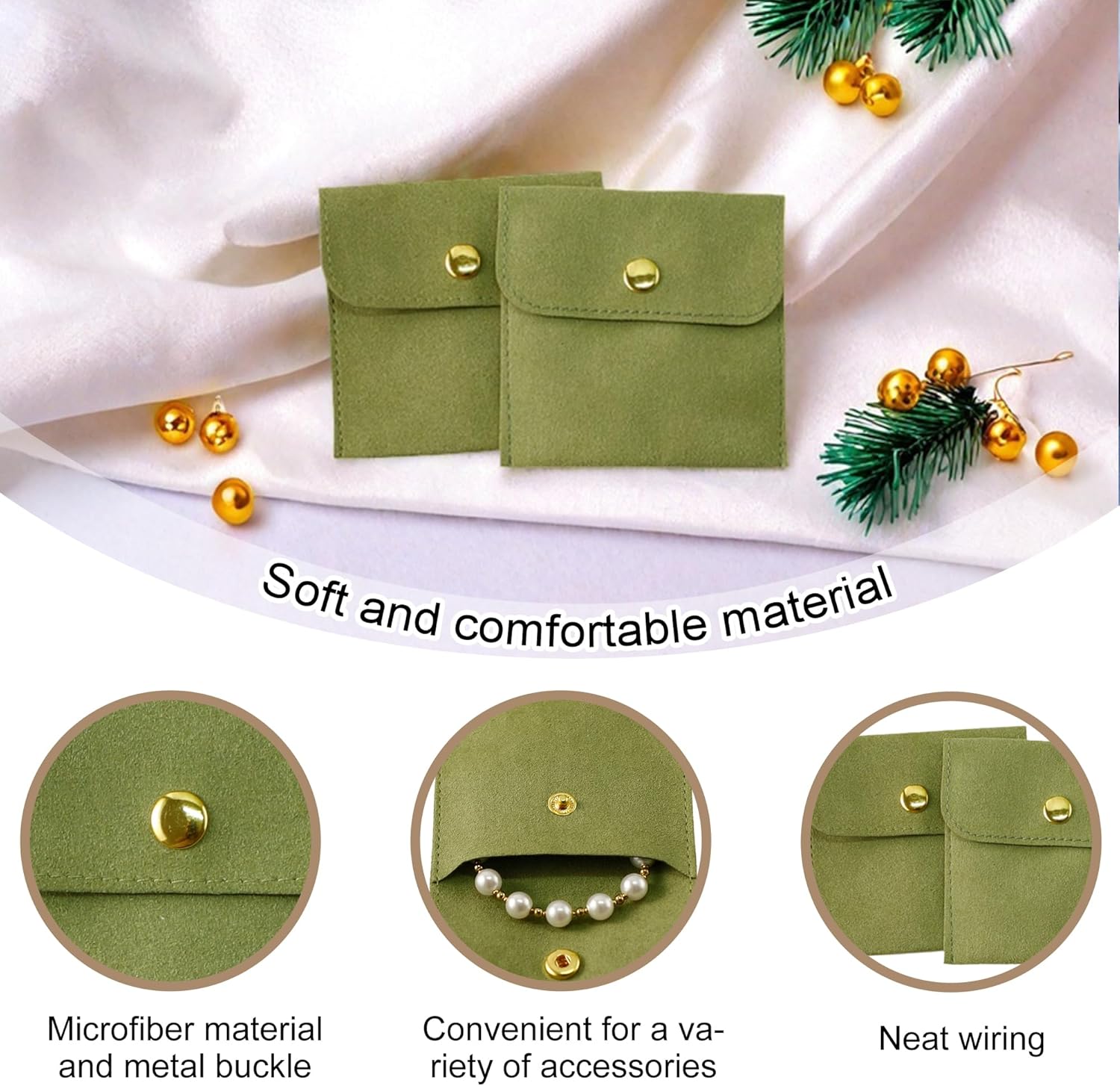 10 Pcs Green Microfiber Jewelr - Luxury Bags Green ulasan dan harga